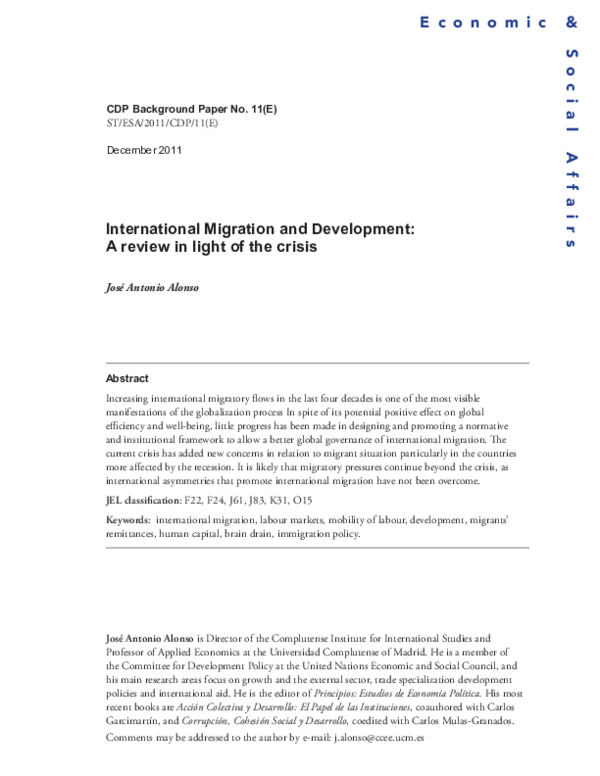 (PDF) International migration and development