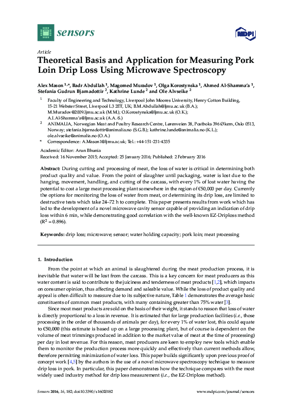 (PDF) Theoretical Basis and Application for Measuring Pork Loin Drip ...