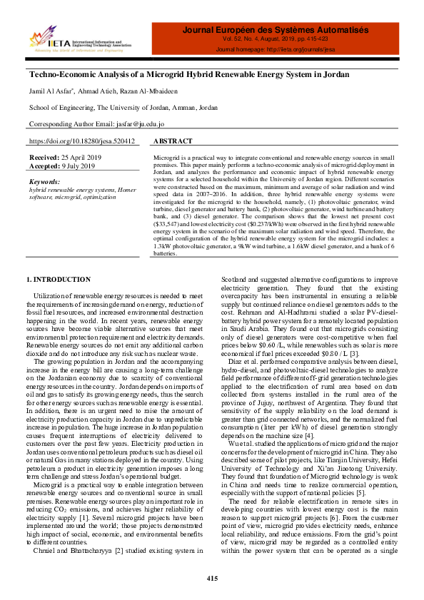 (PDF) Techno-Economic Analysis of a Microgrid Hybrid Renewable Energy ...