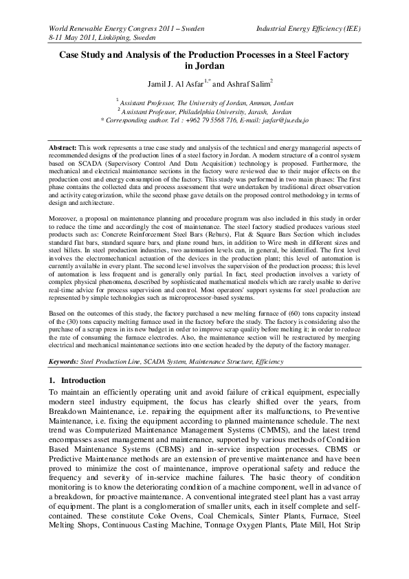 (PDF) Case Study and Analysis of the Production Processes in a Steel ...