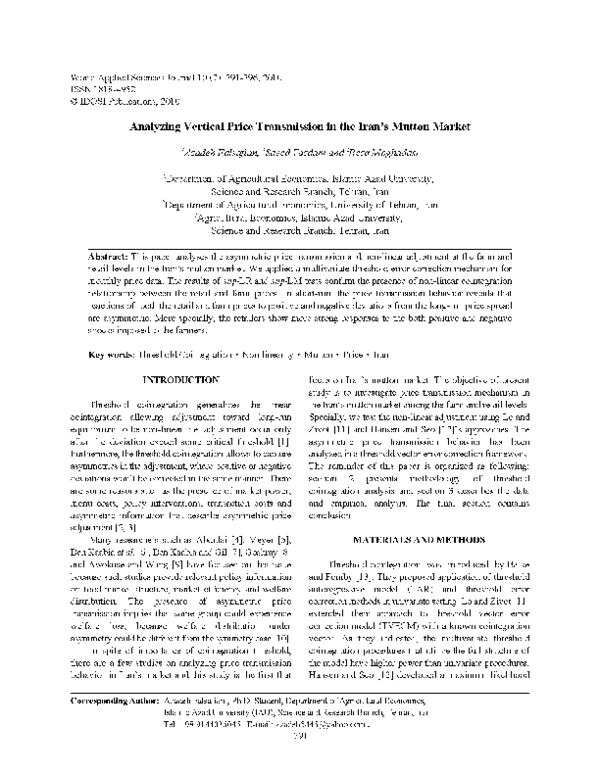 (PDF) Asymmetric price transmission and non-linear adjustment in the ...