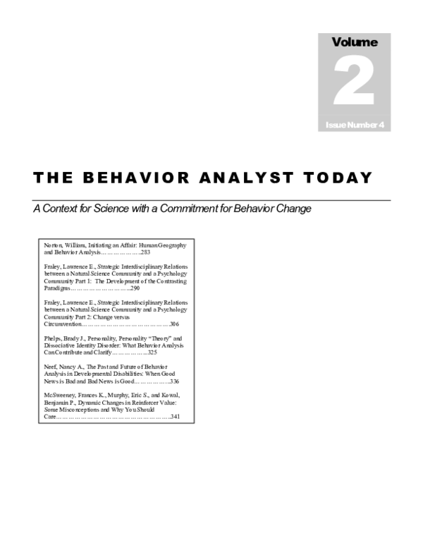 (PDF) The past and future of behavior analysis in developmental ...
