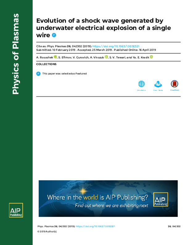 (PDF) Evolution of a shock wave generated by underwater electrical ...