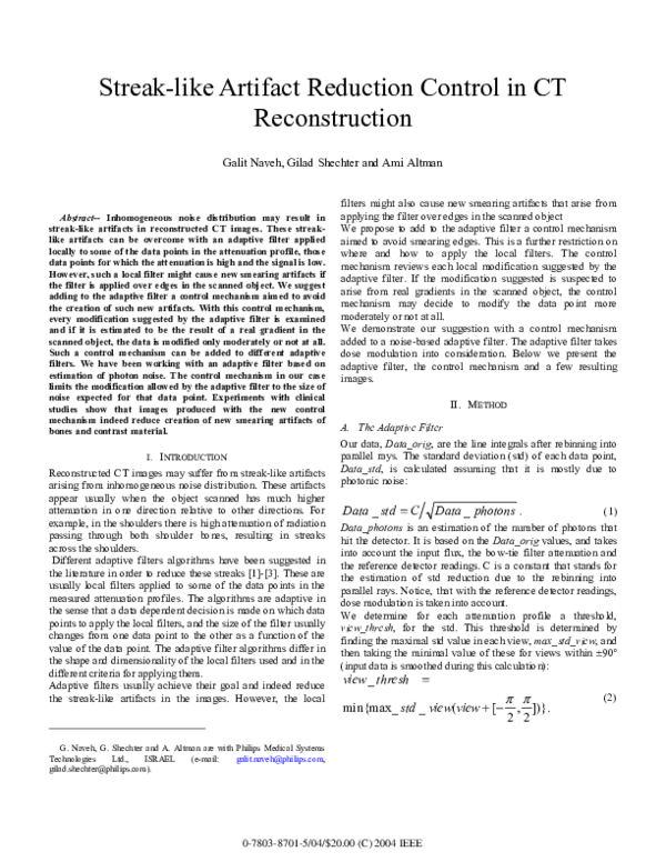 (PDF) Streak-like artifact reduction control in CT reconstruction