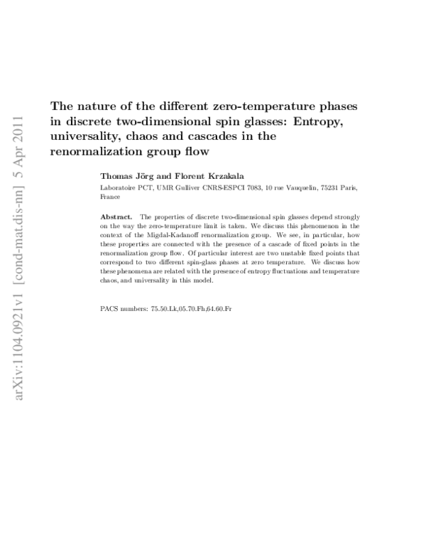(PDF) The nature of the different zerotemperature phases in discrete