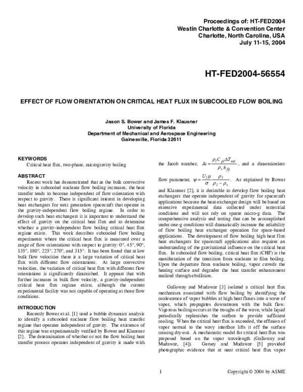 (PDF) Effect of Flow Orientation on Critical Heat Flux in Subcooled ...