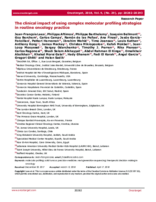 (PDF) The clinical impact of using complex molecular profiling ...