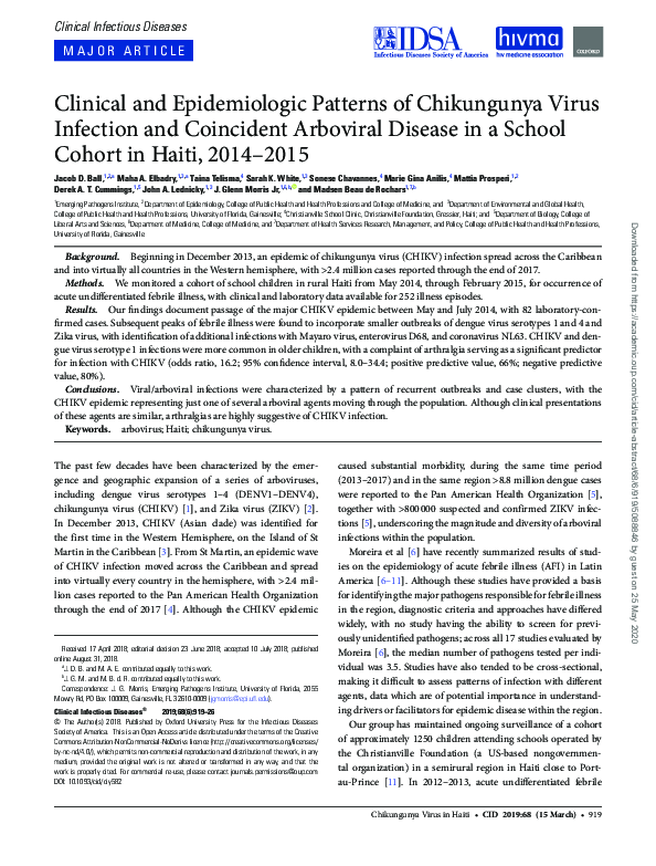(PDF) Clinical and Epidemiologic Patterns of Chikungunya Virus ...