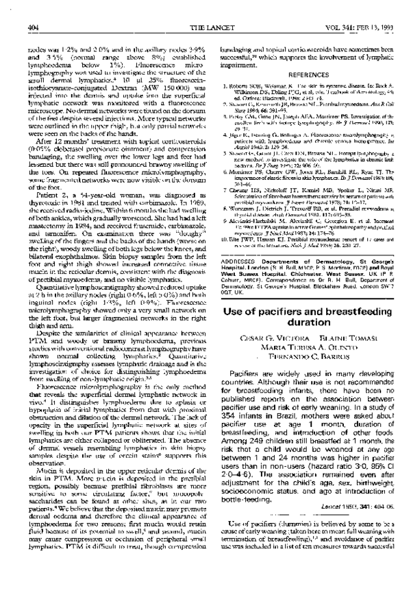 (PDF) Use of pacifiers and breastfeeding duration