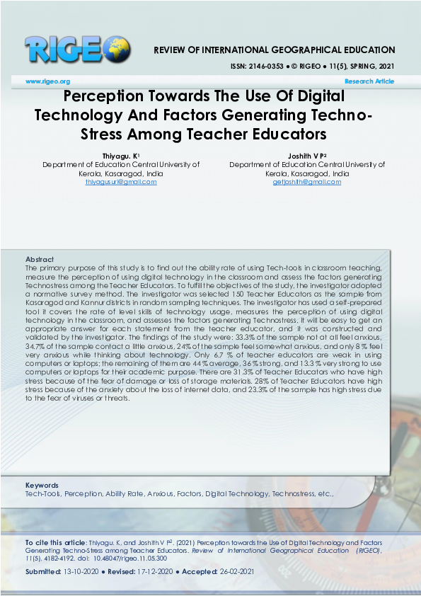 (PDF) Perception towards the use of Digital Technology and Factors ...