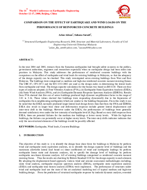 (PDF) Comparison on the Effect of Earthquake and Wind Loads on the ...