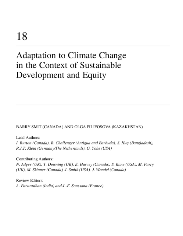 (PDF) Chapter 18. Adaptation to Climate Change in the Context of ...