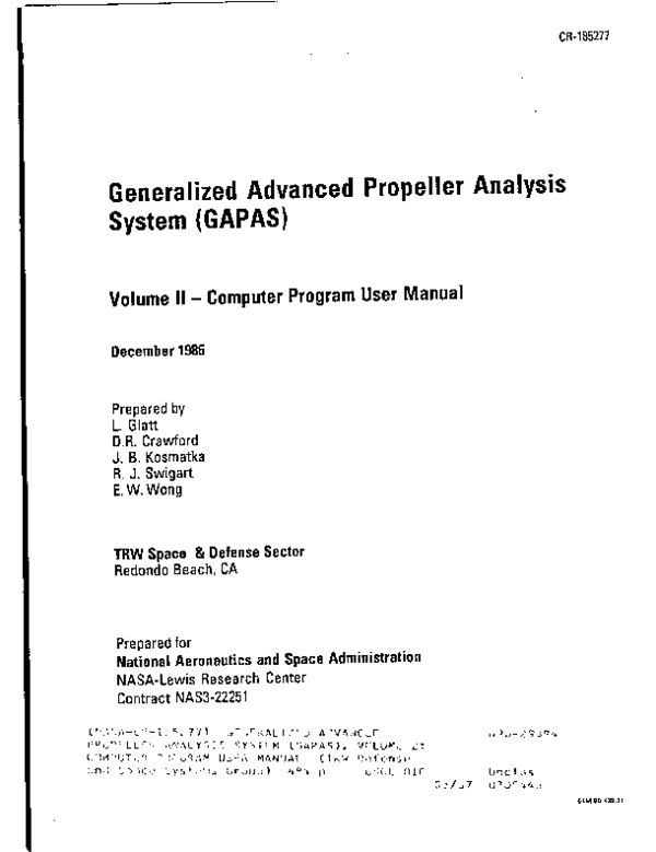 PDF) Generalized Advanced Propeller Analysis System (GAPAS