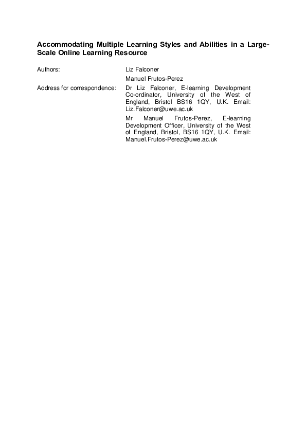 (PDF) Accommodating Multiple Learning Styles and Abilities in a Large ...