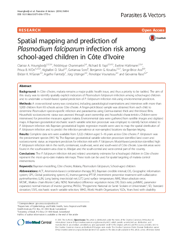 (PDF) Spatial mapping and prediction of Plasmodium falciparum infection ...