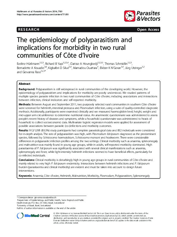 (PDF) The epidemiology of polyparasitism and implications for morbidity ...