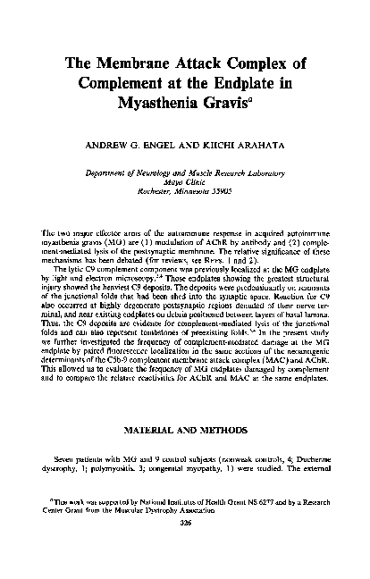 (PDF) The Membrane Attack Complex of Complement at the Endplate in ...