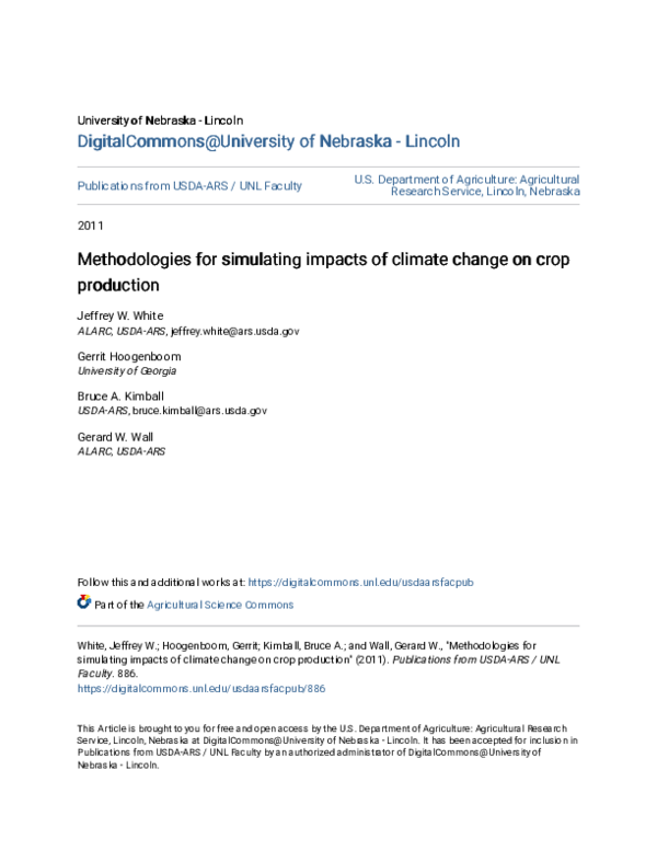 (PDF) Methodologies for simulating impacts of climate change on crop ...