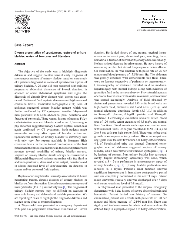 (PDF) Diverse presentation of spontaneous rupture of urinary bladder ...