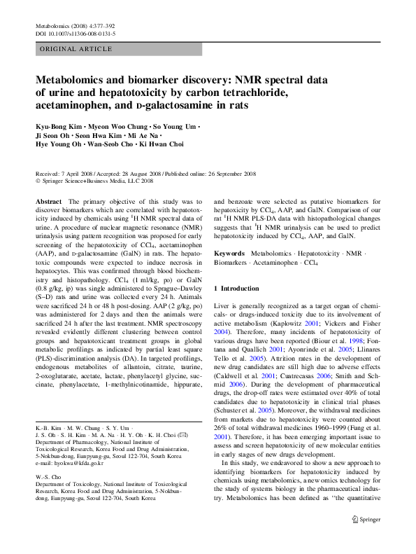 (PDF) Metabolomics and biomarker discovery: NMR spectral data of urine ...