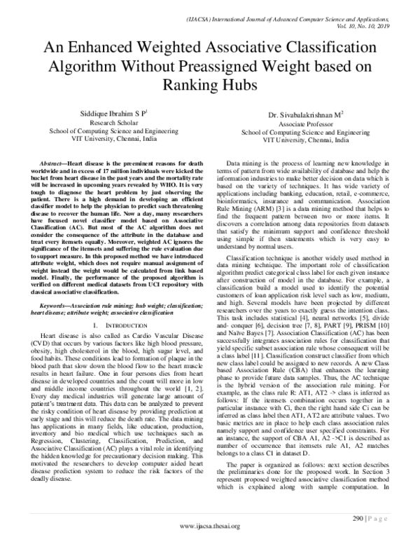 (PDF) An Enhanced Weighted Associative Classification Algorithm without ...