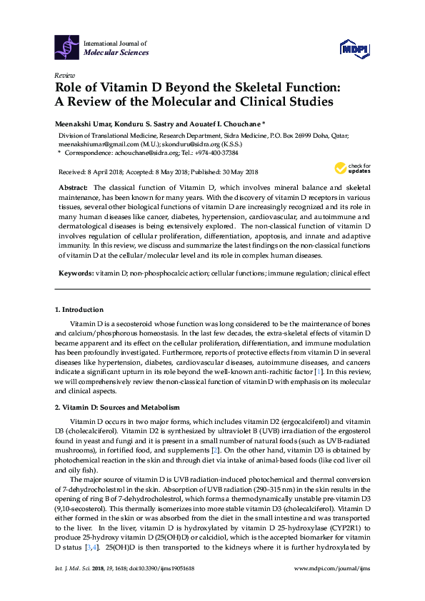 (PDF) Role of Vitamin D Beyond the Skeletal Function: A Review of the ...