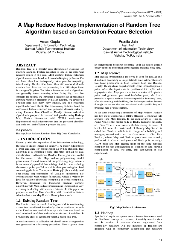 (PDF) A Map Reduce Hadoop Implementation of Random Tree Algorithm based ...