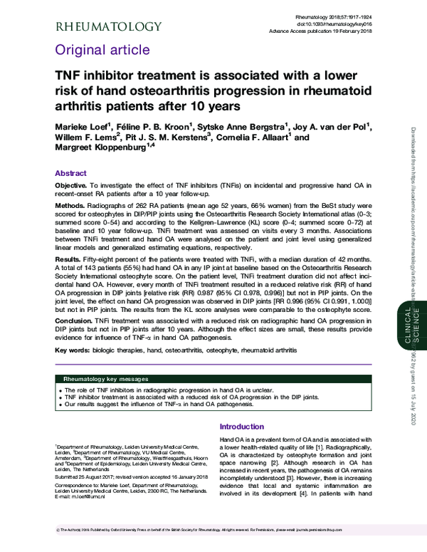 (PDF) TNF inhibitor treatment is associated with a lower risk of hand ...