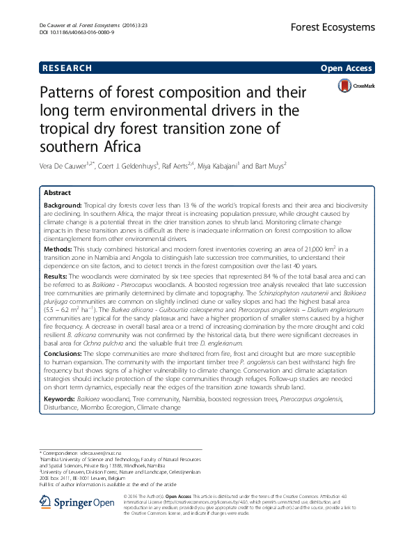 (PDF) Patterns of forest composition and their long term environmental ...