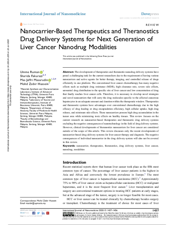 (PDF) Nanocarrier-Based Therapeutics and Theranostics Drug Delivery ...