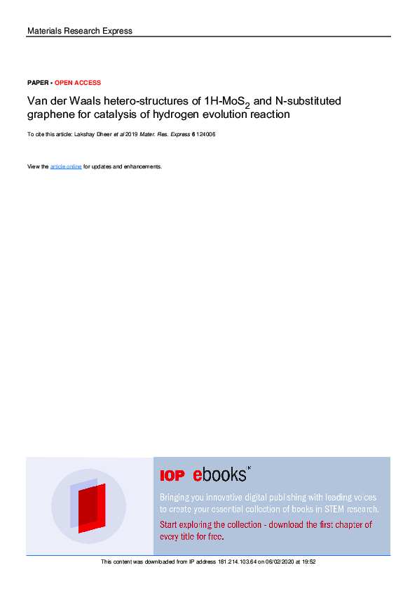 (PDF) Van der Waals hetero-structures of 1H-MoS2 and N-substituted ...
