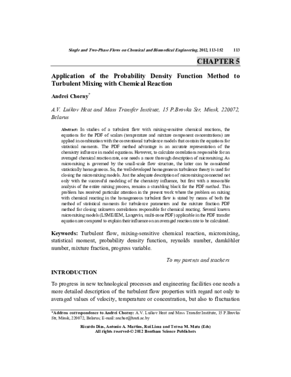 (PDF) Application of the Probability Density Function Method to ...