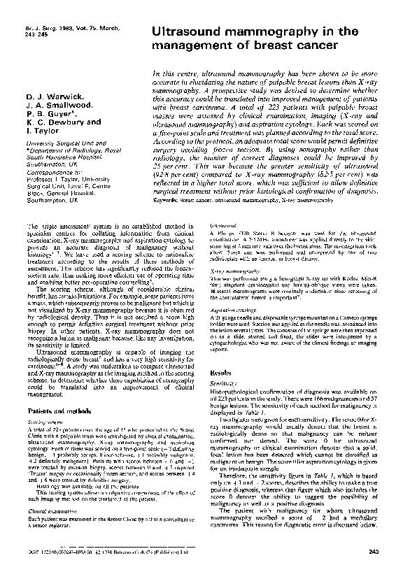 (PDF) Ultrasound mammography in the management of breast cancer
