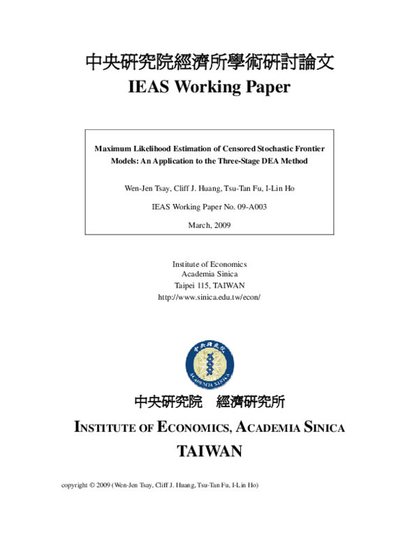 (PDF) Maximum likelihood estimation of censored stochastic frontier ...