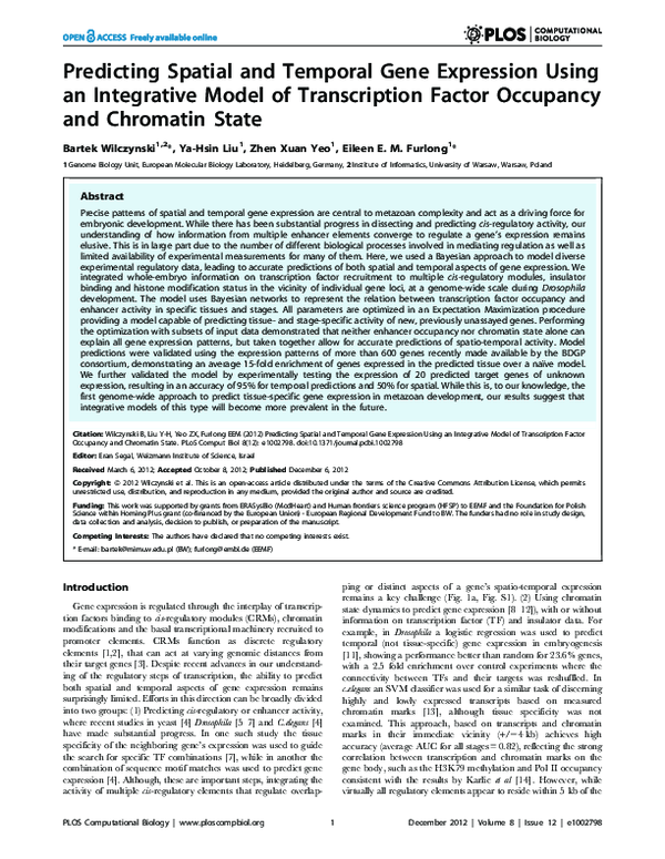 (PDF) Predicting Spatial and Temporal Gene Expression Using an ...
