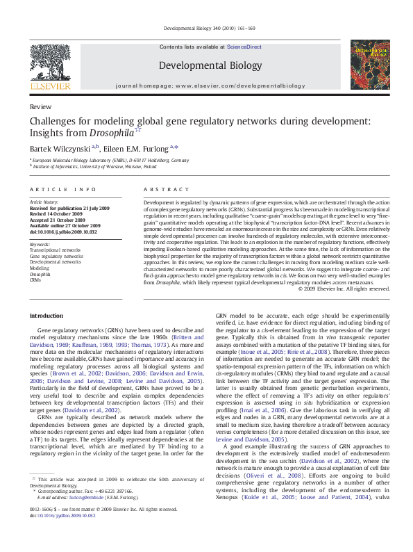 (PDF) Challenges for modeling global gene regulatory networks during ...