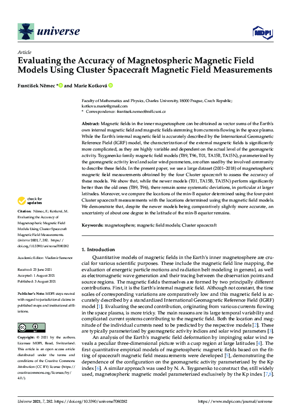 (PDF) Evaluating the Accuracy of Magnetospheric Magnetic Field Models ...