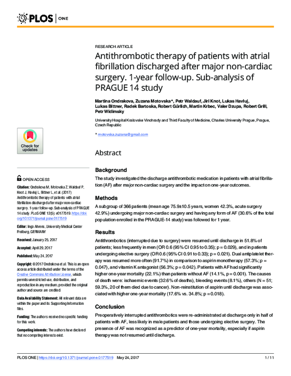 (PDF) Antithrombotic therapy of patients with atrial fibrillation ...
