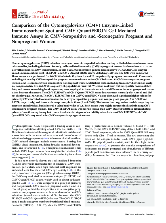(PDF) Comparison of cell-mediated immune assays CMV-ELISPOT and CMV ...
