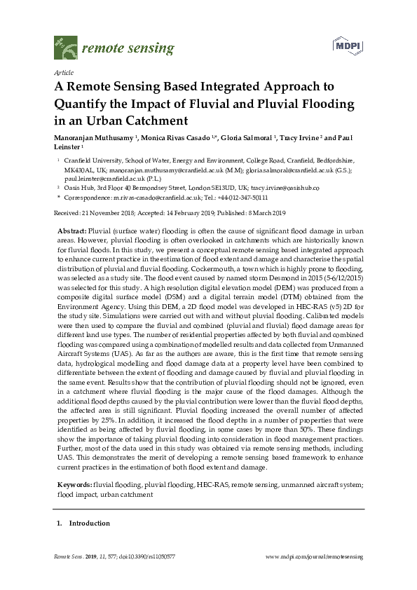 (PDF) A Remote Sensing Based Integrated Approach to Quantify the Impact ...
