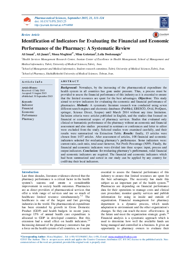 (PDF) Identification of Indicators for Evaluating the Financial and ...
