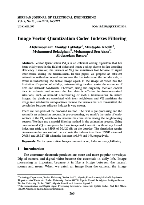 (PDF) Image Vector Quantization codec indexes filtering
