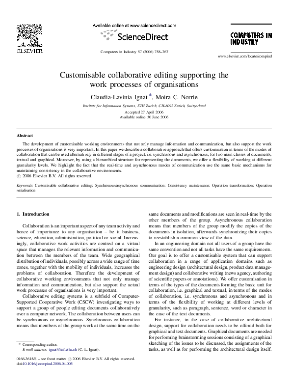 (PDF) Customisable collaborative editing supporting the work processes ...
