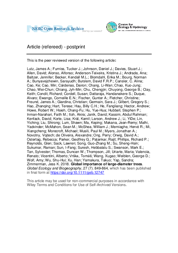  PDF Global Importance Of Large diameter Trees Kamil Kr l Academia edu