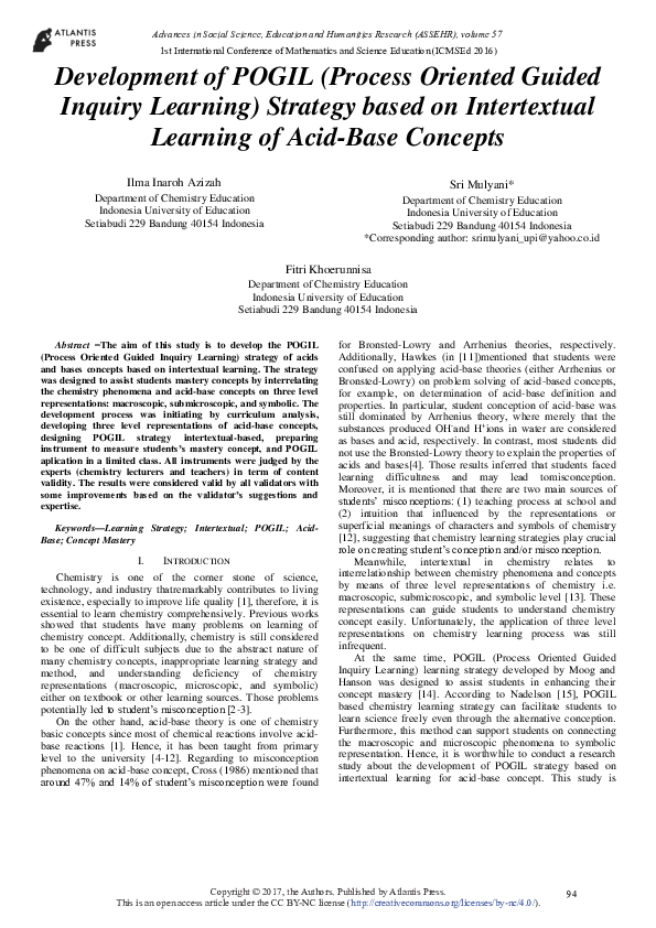  pdf development of pogil process oriented guided inquiry learning