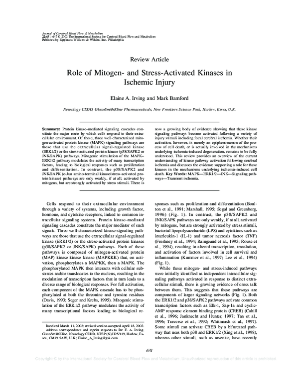 (PDF) Role of Mitogen- and Stress-Activated Kinases in Ischemic Injury