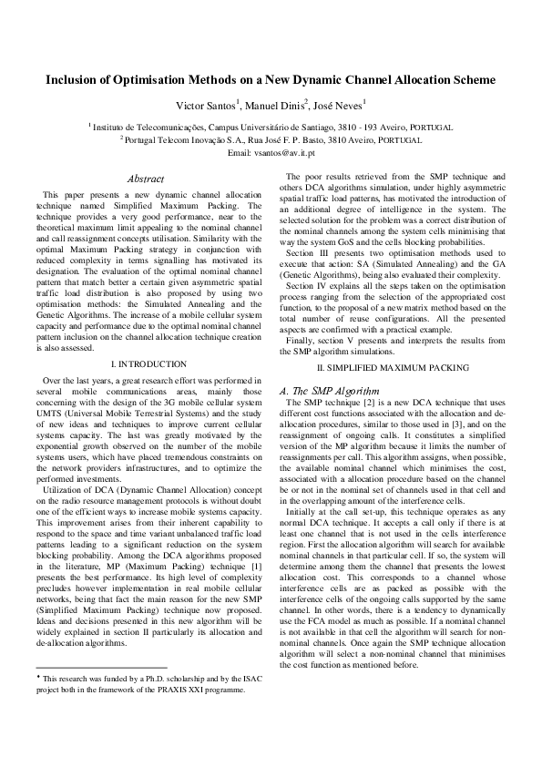 (PDF) Inclusion of Optimisation Methods on a New Dynamic Channel ...