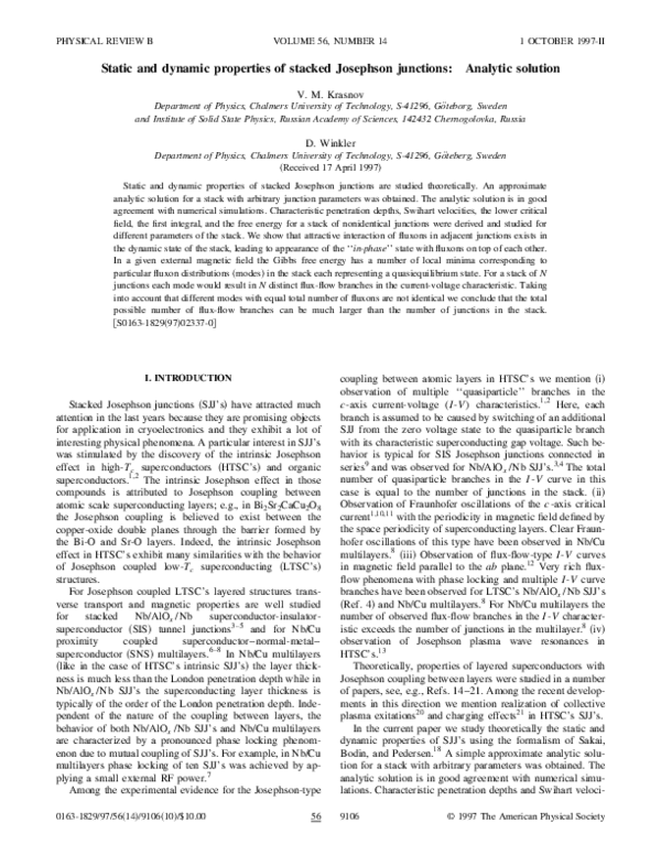 (PDF) Static and dynamic properties of stacked Josephson junctions ...