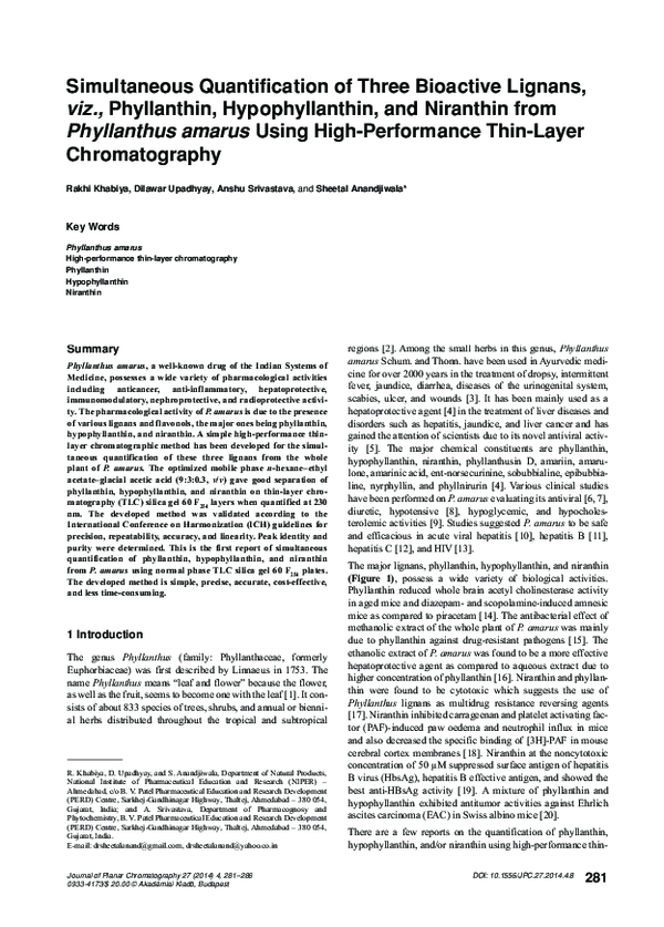 (PDF) Simultaneous quantification of three bioactive lignans, viz ...