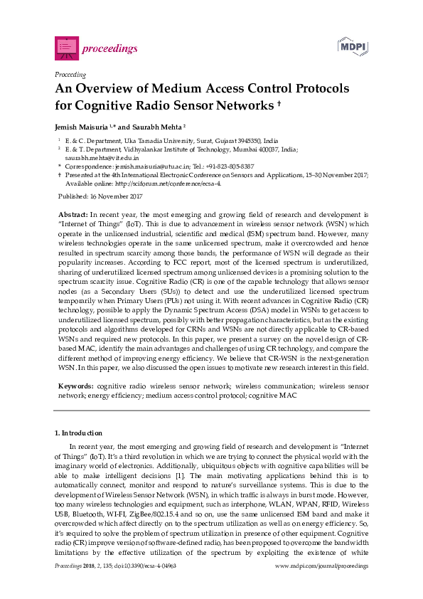 (PDF) An Overview of Medium Access Control Protocols for Cognitive ...